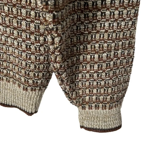🌷 Vintage haggar Brown & Tan Woven Textured Grandpa Sweater